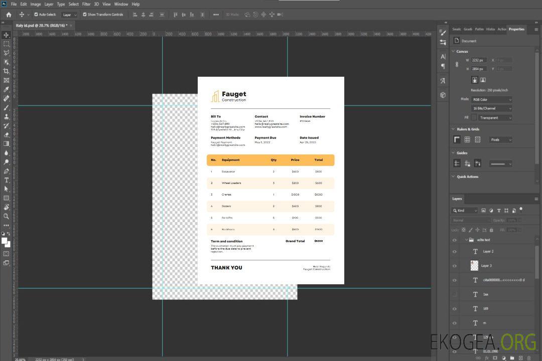 Modèle de facture de construction template Modèle de facture de construction template